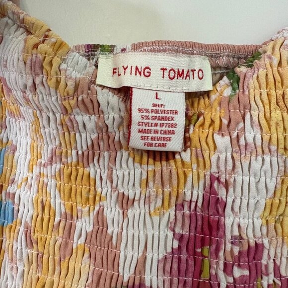 Flying Tomato Floral Smocked Romantic Puffed Dramatic Sleeve Blouse Size L - Picture 5 of 13